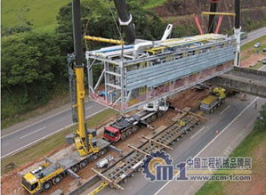 起重机助巴西石油工厂建设跨桥吊运
